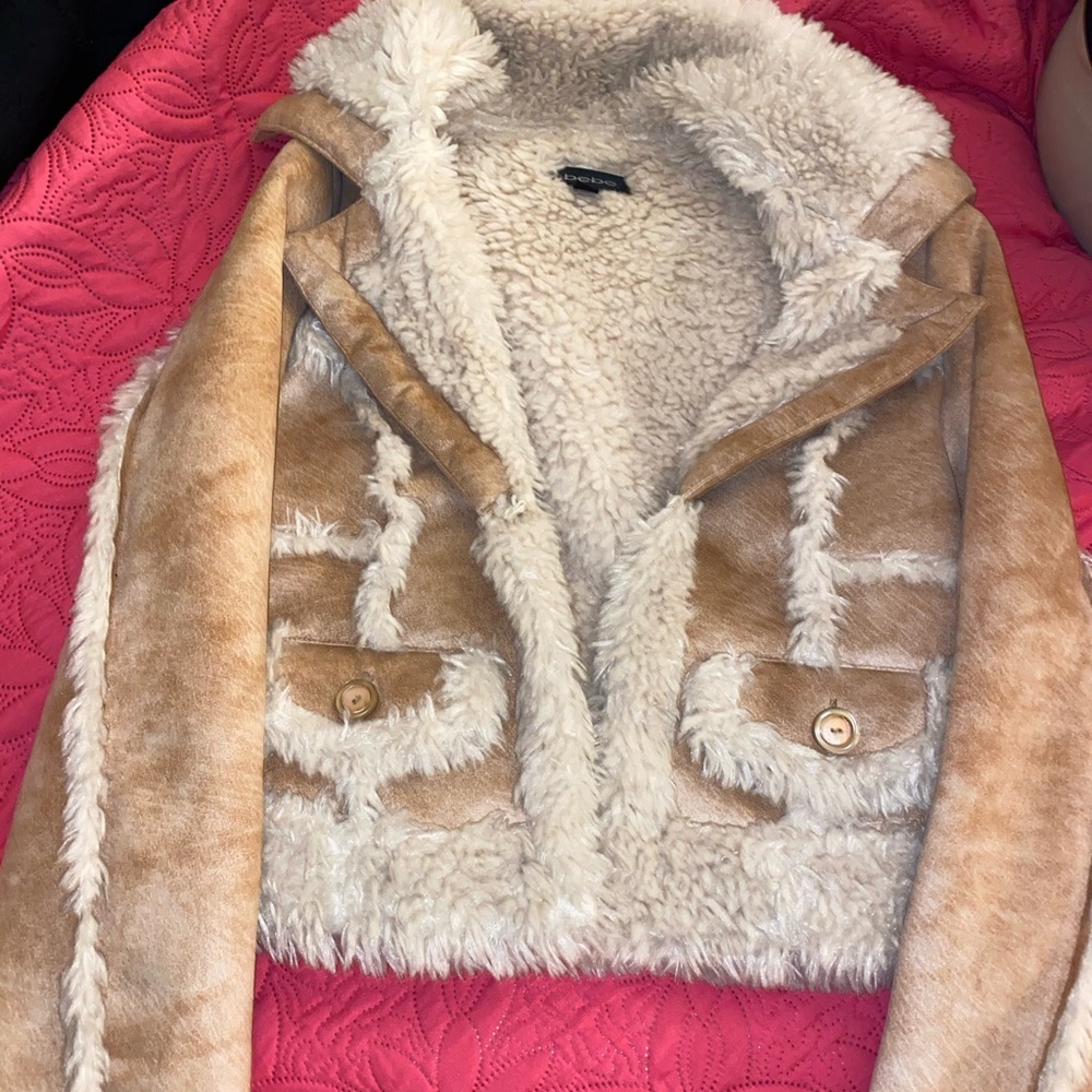 Bebe suede and shearling mini jacket